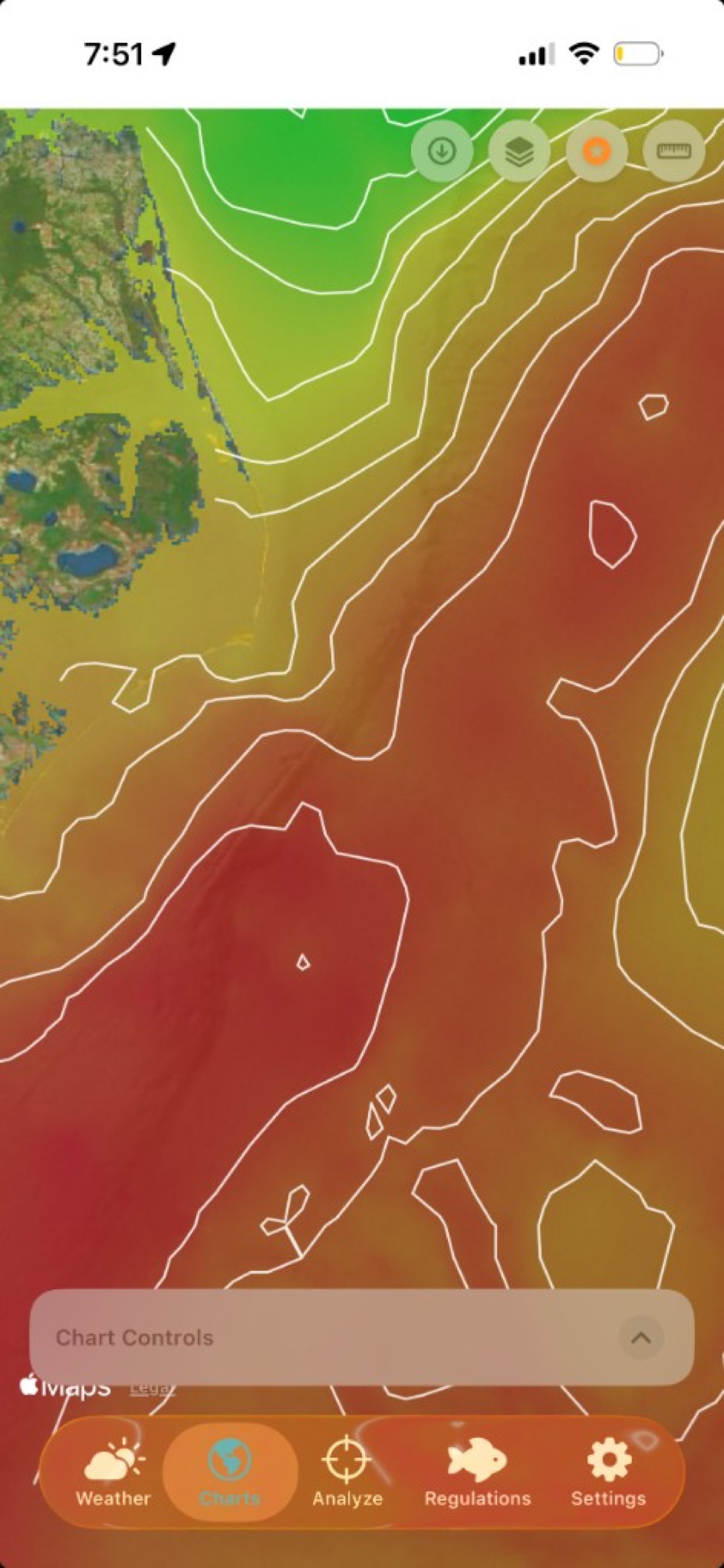 Bathymetry and seafloor relief chart