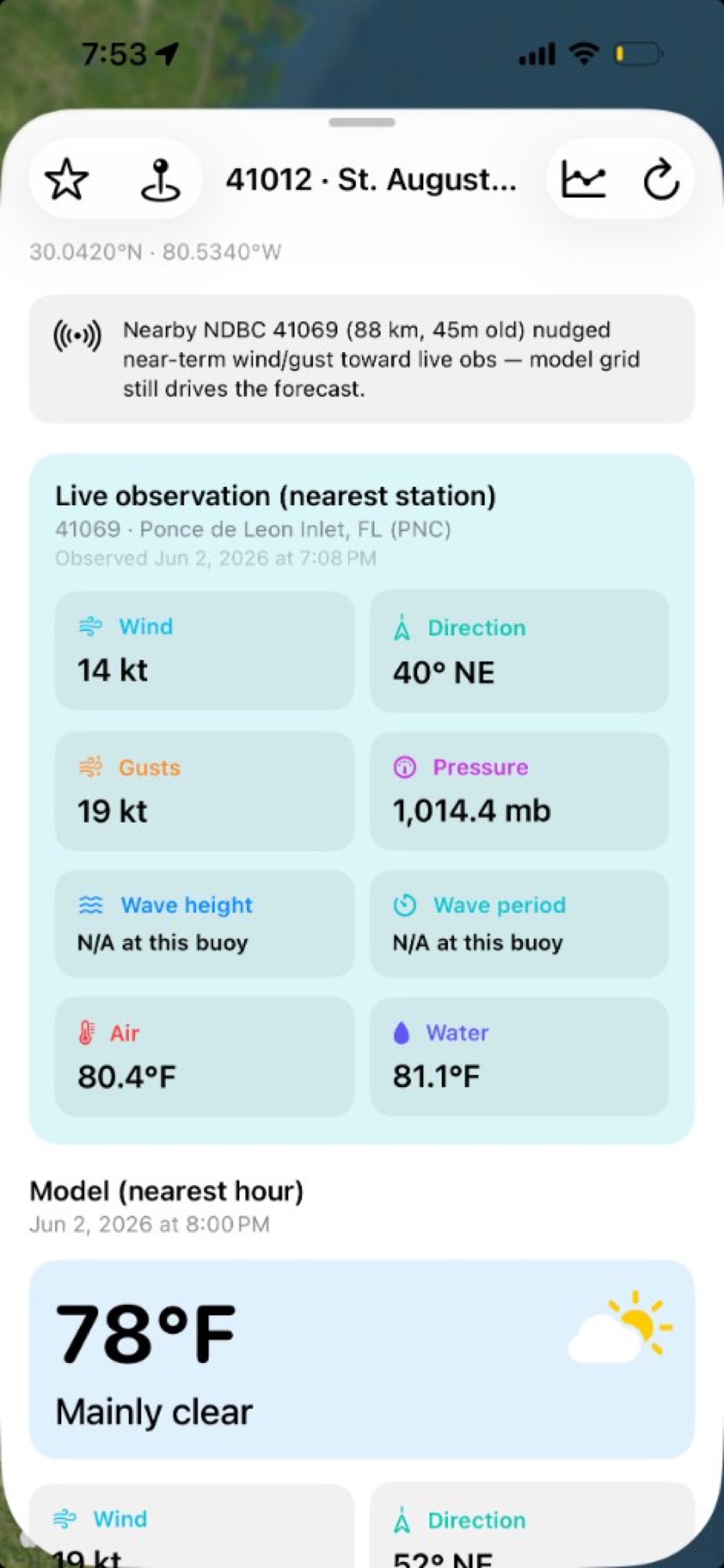 Live NDBC buoy data
